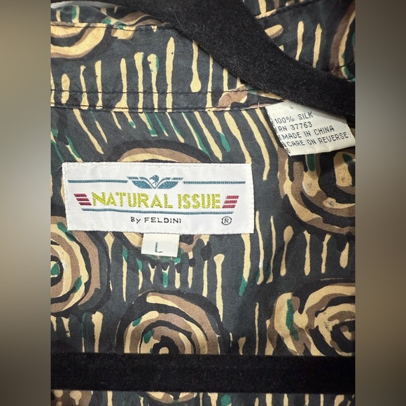 Vintage Natural Issue men’s 100% silk abstract design long sleeve shirt. Size L - Picture 4 of 7